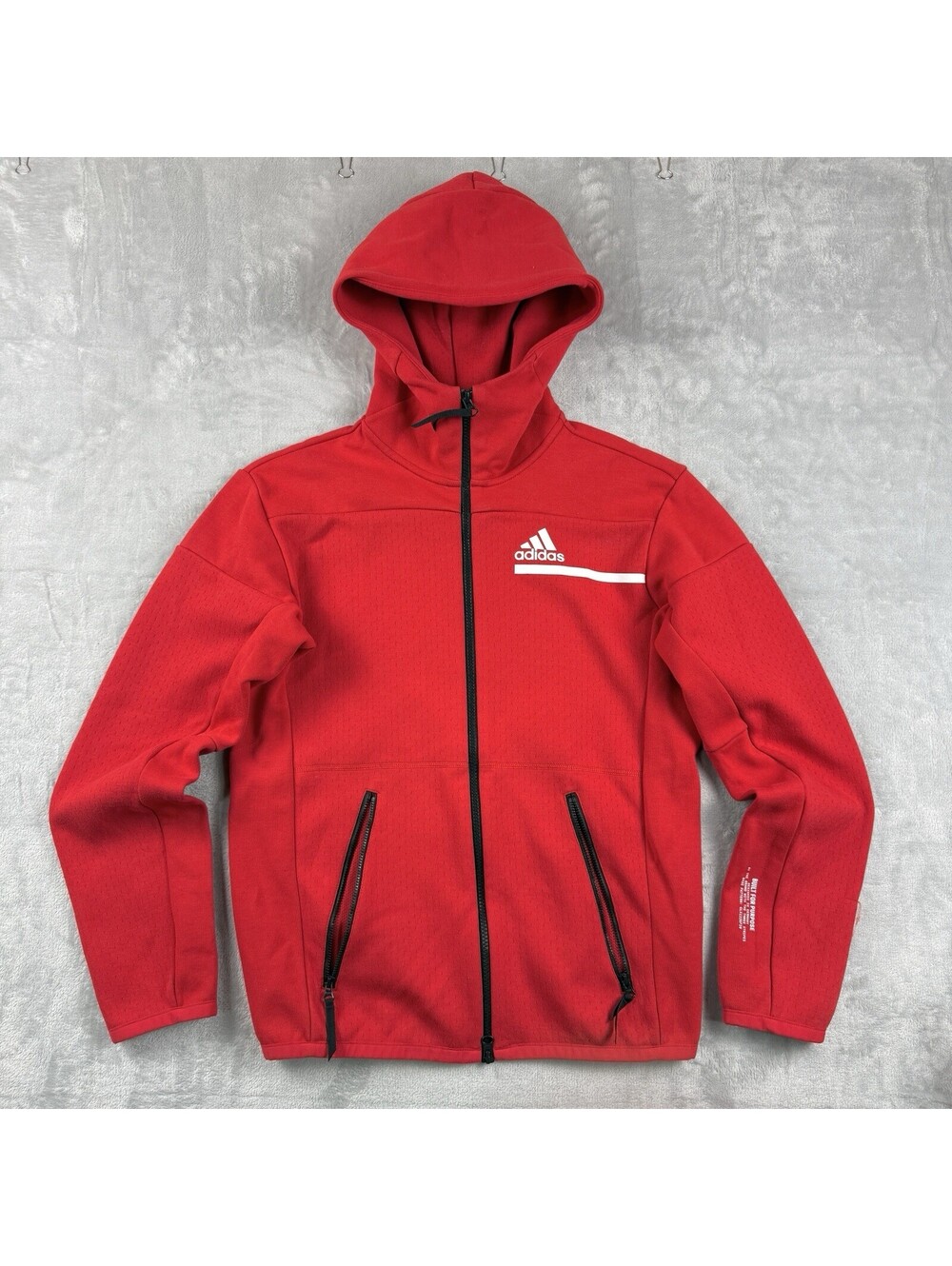 Adidas Z.N.E Full Zip Hoodie Performance Fleece Sz S Red Trim Techwear Athletic